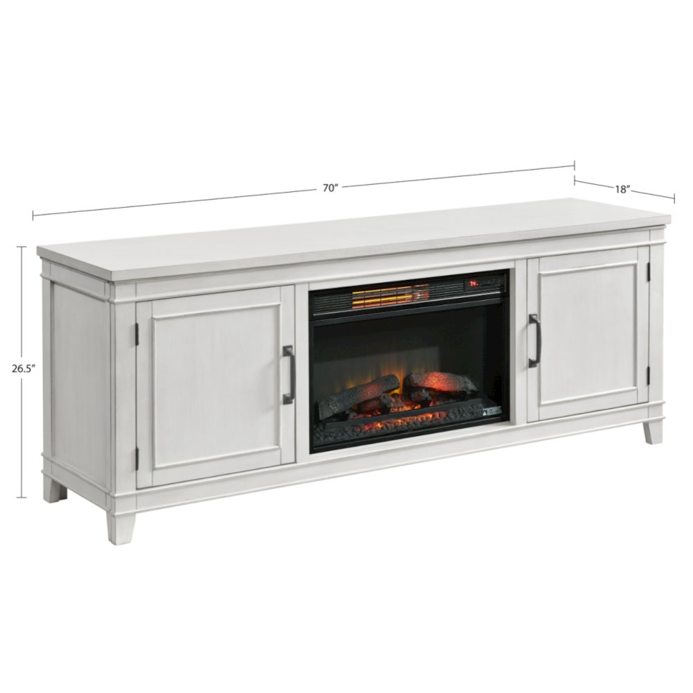 Martin Svensson Home Del Mar 70" TV Stand with Electric Fireplace, White