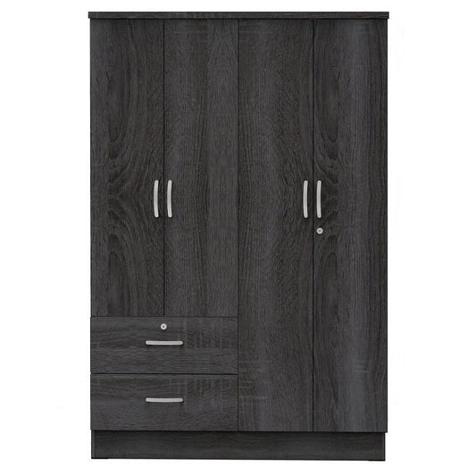 Better Home Products Luna Modern Wood 4 Doors 2 Drawers Armoire in Gray