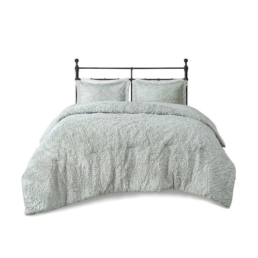 Solid Long Fur Ultra Plush Comforter Mini Set, King, Grey