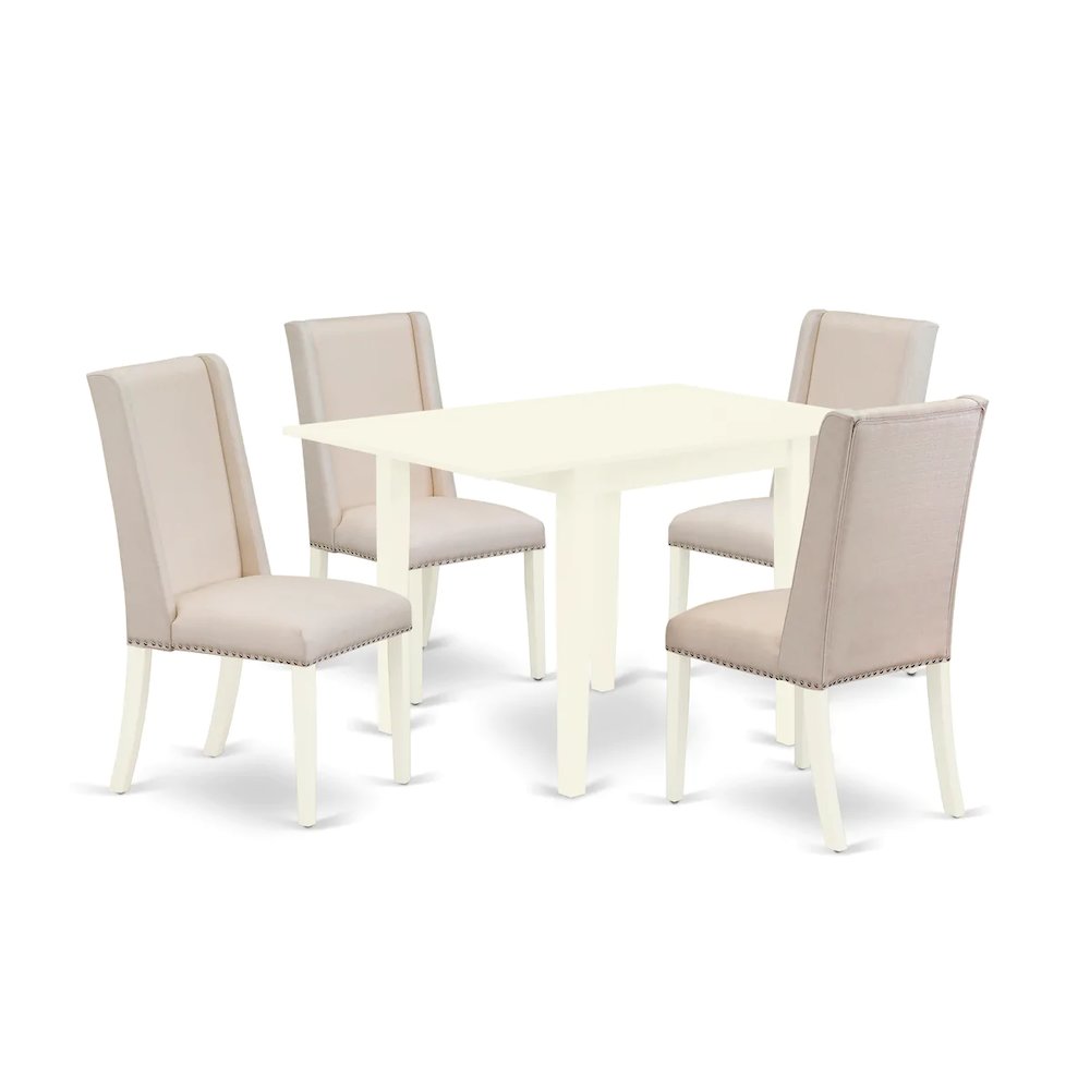 Dining Room Set Linen White, NDFL5-LWH-01