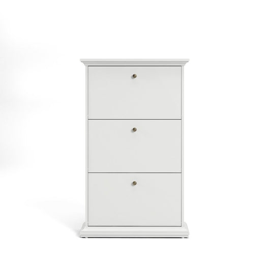 Paris 3 Drawer Shoe Cabinet, White