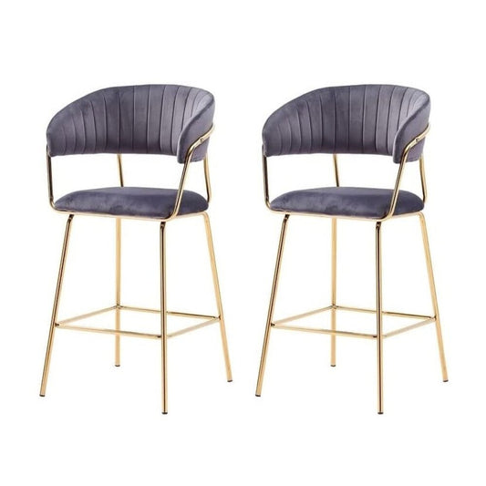 Best Master Furniture Bellai 24" Velvet Counter Stool in Gold (Set of 2)