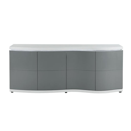 Buffet W/Ledhigh Gloss Grey  - Grey & White