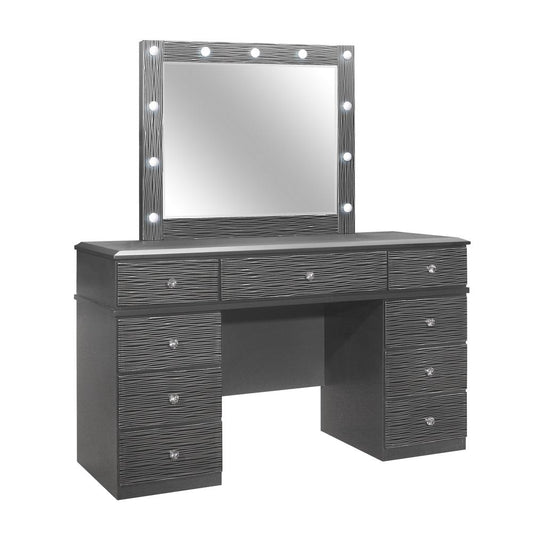 Black Vanity Set with Stool and Mirror