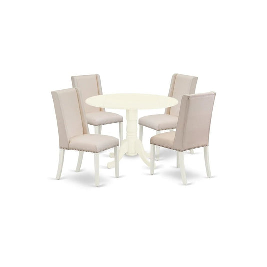 Dining Room Set Linen White, DLFL5-WHI-01