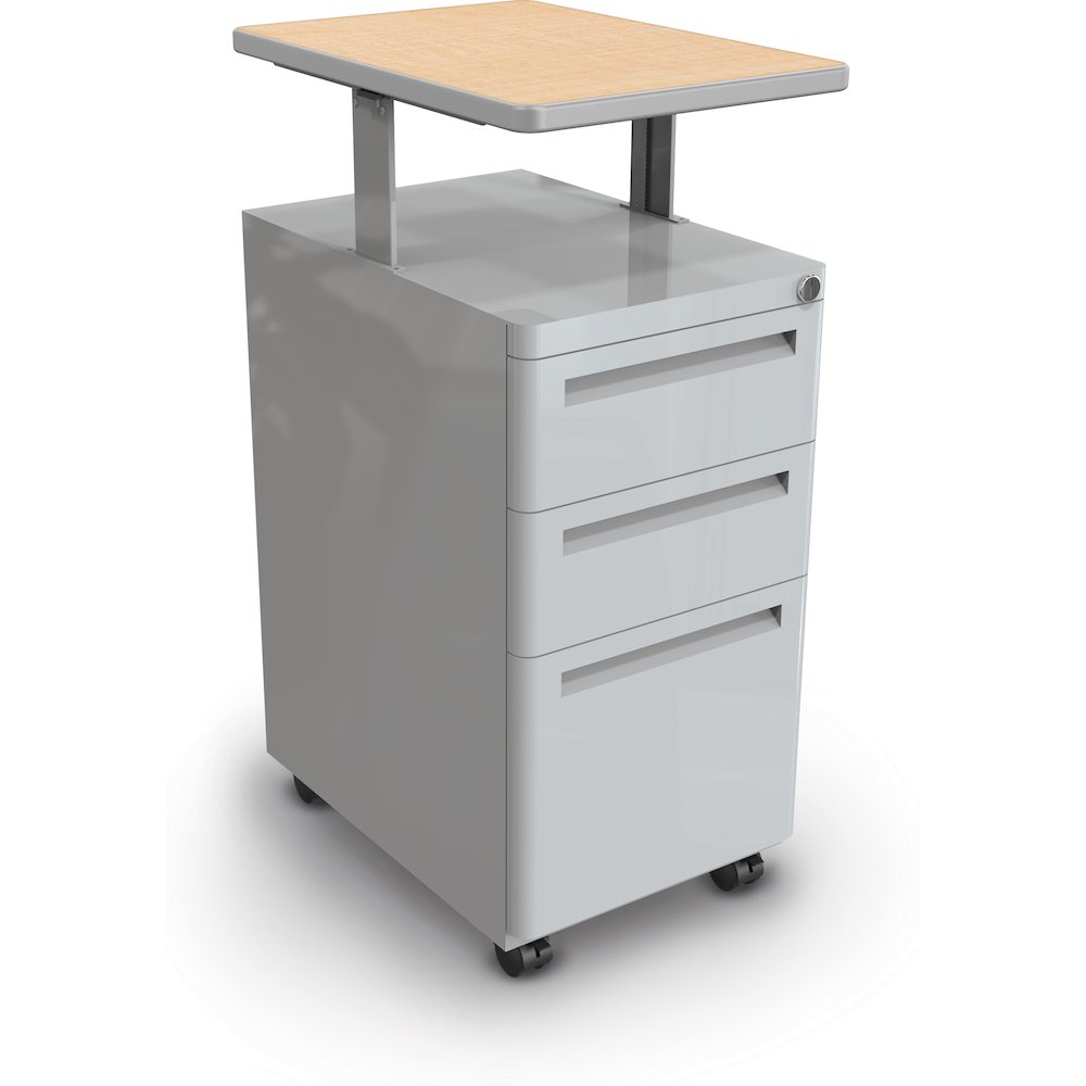 MTD Height Adjustable File Cabinet Fusion Maple Top , Platinum Edge