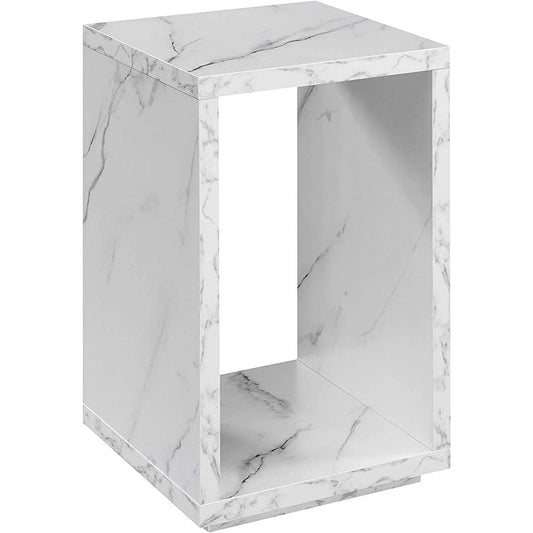 Northfield Admiral End Table with Shelf, White Faux Marble