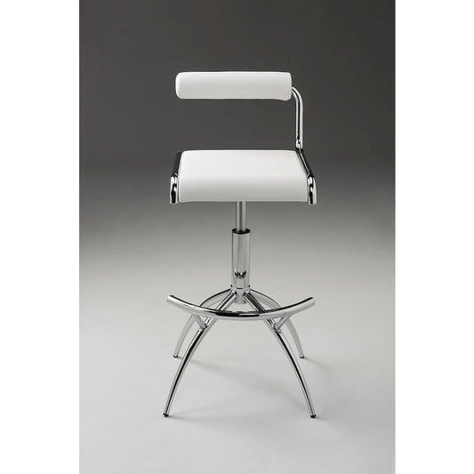 Pu White Barstool W/ Chrome Legs