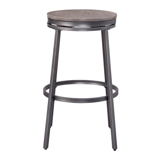 Chesson Backless Bar Stool - Grey Frame/Dark Driftwood Grey Seat