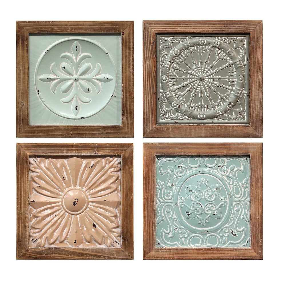 Stratton Home Decor Set of 4 Boho Tiles Wall Decor