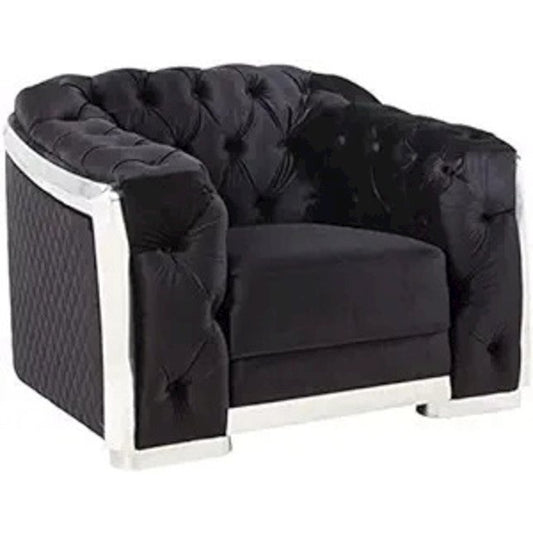 Pyroden Chair, Black Velvet & Chrome Finish (LV00298)