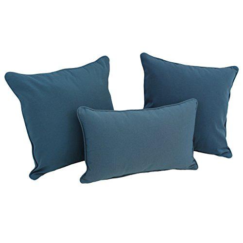 Double-corded Solid Twill Throw Pillows with Inserts (Set of 3)