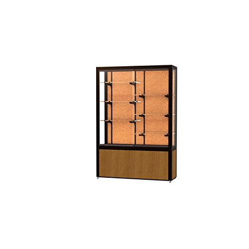 Challenger  48"W x 66"H x 16"D  Floor Case, Cork Back, Dk. Bronze Finish, Lt. Oak Vinyl Base