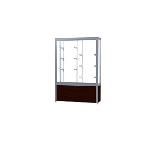 Challenger  48"W x 66"H x 16"D  Floor Case, White Back, Satin Finish, Walnut Vinyl Base