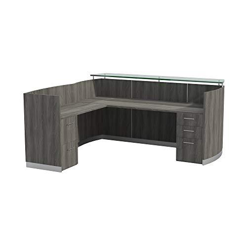 87-1/4" Reception Station with Return and (1) Box/Box/File and (1) File/File Pedestals, Gray Steel