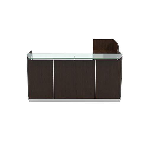 87-1/4" Reception Station with Return and (1) Box/Box/File and (1) File/File Pedestals, Mocha