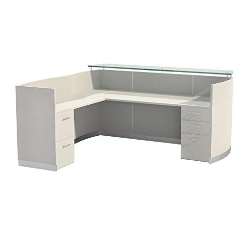 87-1/4" Reception Station with Return and (1) Box/Box/File and (1) File/File Pedestals, Textured Sea Salt