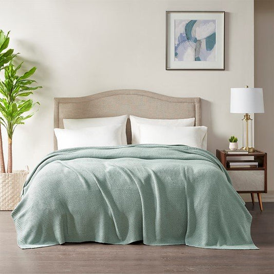 100% Acrylic Bree Knit Blanket - Full/Queen - Aqua