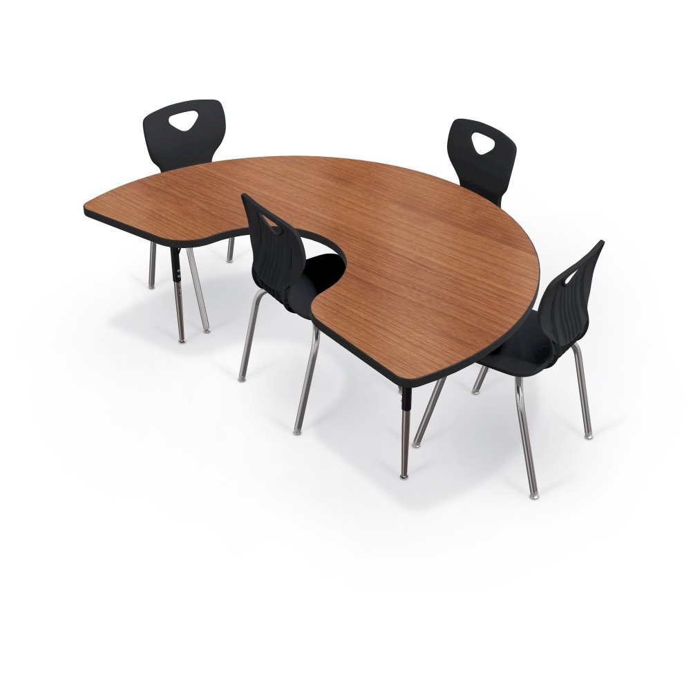 Activity Table - Kidney - Amber Cherry Top Surface - Black Edgeband