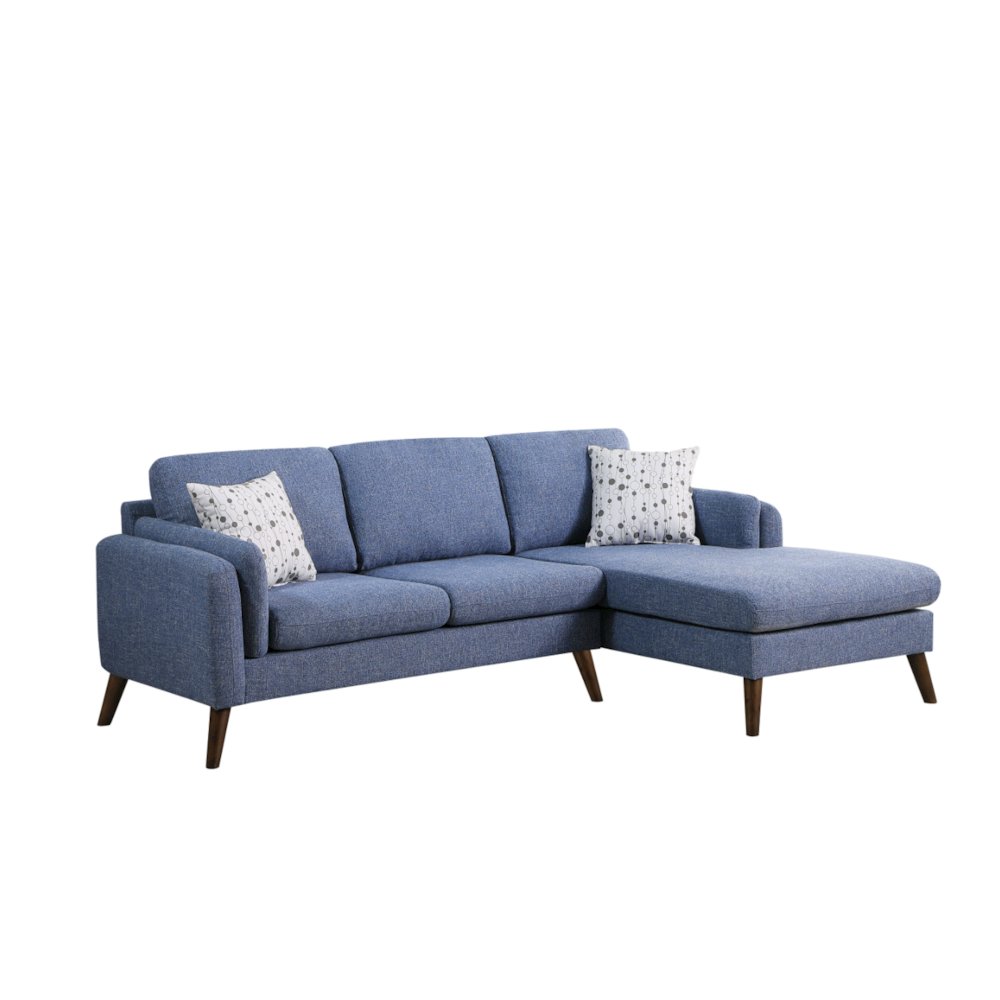 Founders Blue Fabric Sectional Sofa Chaise