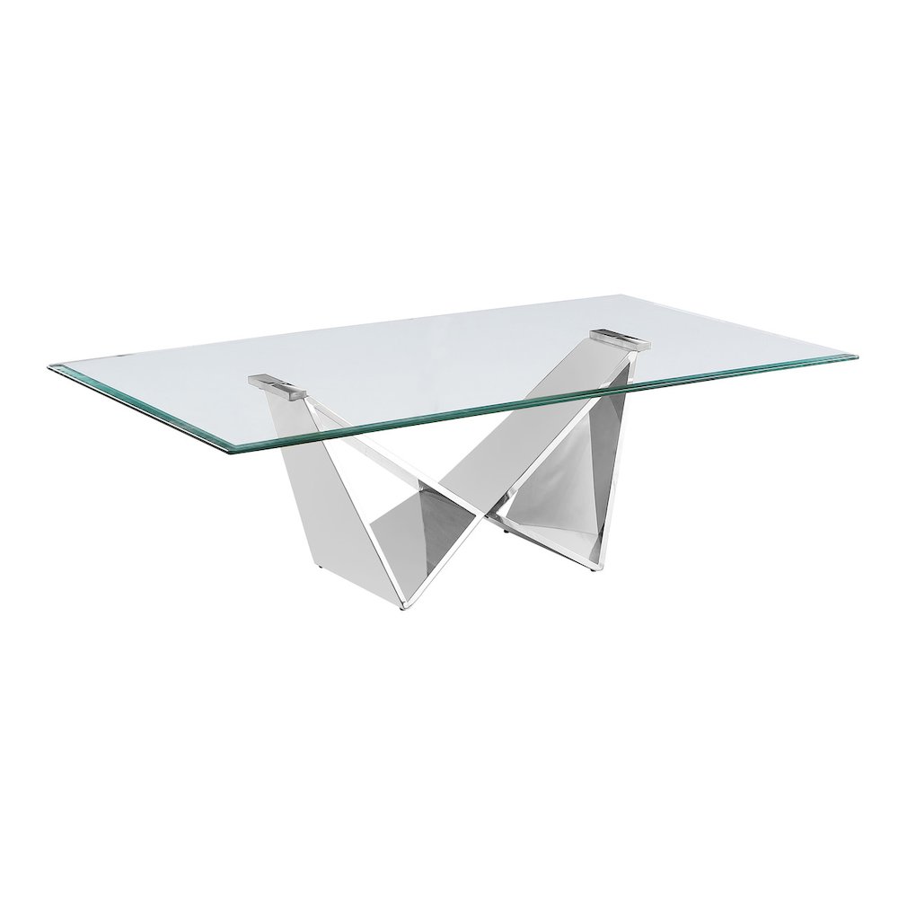 Clear glass Coffee table with a silver color base