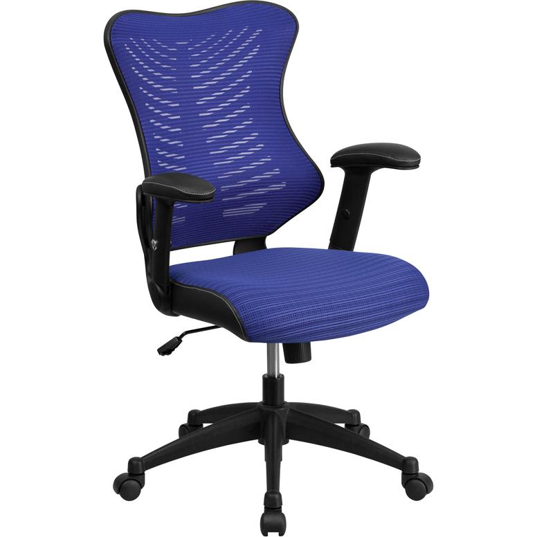 High Back Designer Blue Mesh Executive Swivel Ergonomic Office Chair with Adjustable Arms