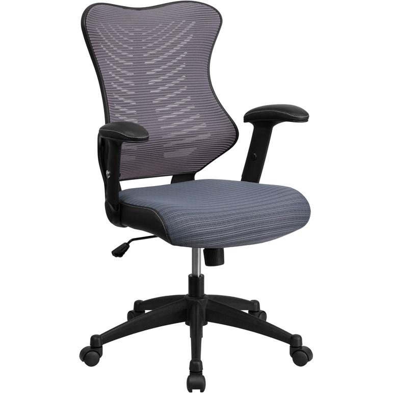 High Back Designer Gray Mesh Executive Swivel Ergonomic Office Chair with Adjustable Arms