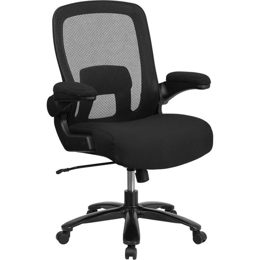 Big & Tall Office Chair | Black Mesh Executive Swivel Office Chair with Lumbar and Back Support and Wheels