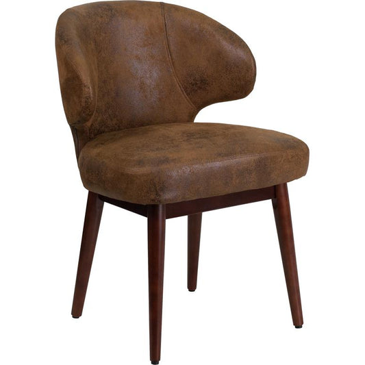 Comfort Back Series Bomber Jacket Microfiber Side Reception Chair with Walnut Legs