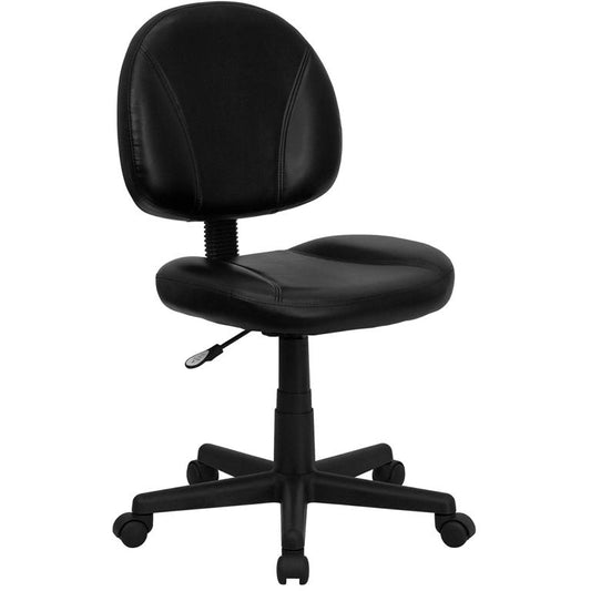 Mid-Back Black LeatherSoft Swivel Ergonomic Task Office Chair with Back Depth Adjustment