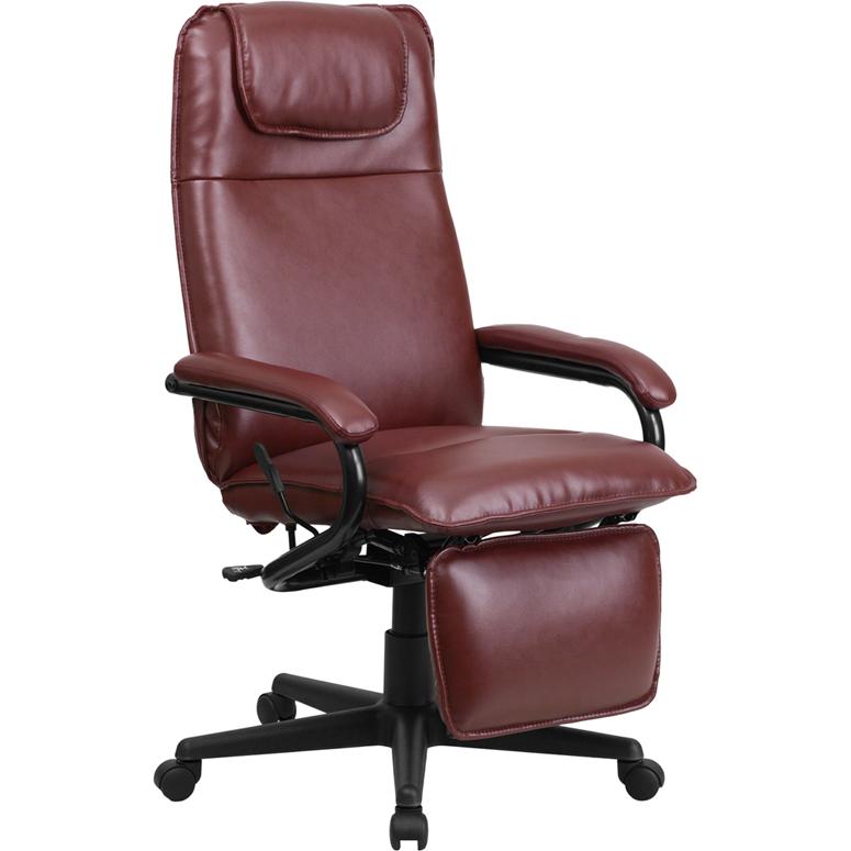 High Back Burgundy LeatherSoft Executive Reclining Ergonomic Swivel Office Chair with Arms