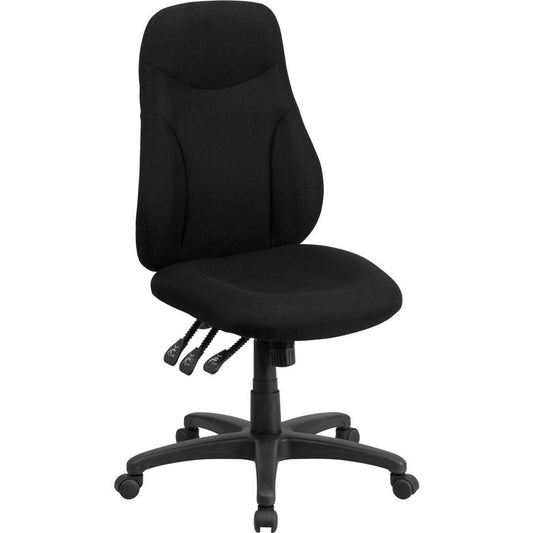 High Back Black Fabric Multifunction Swivel Ergonomic Task Office Chair