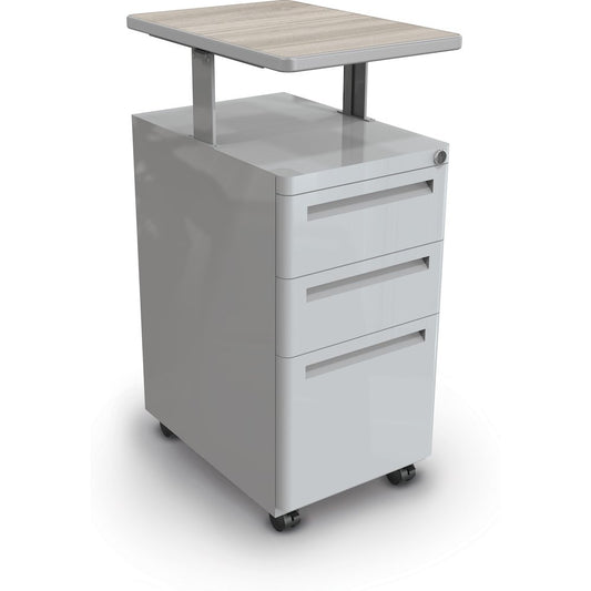 MTD Height Adjustable File Cabinet Grey Elm Top, Platinum Edge