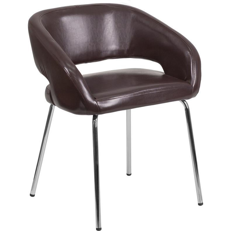 Fusion Series Contemporary Brown LeatherSoft Side Reception Chair