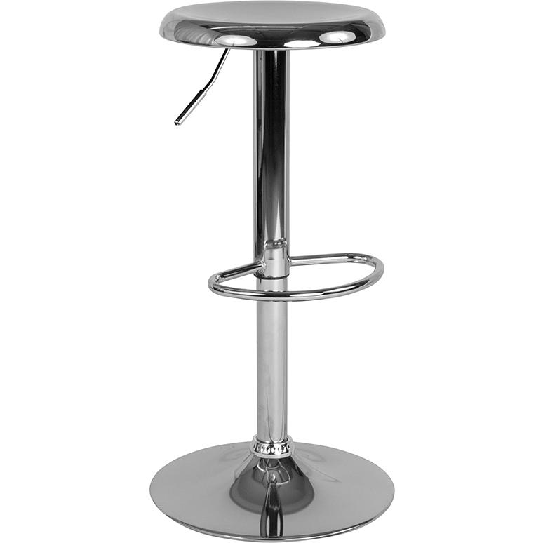 Madrid Series Adjustable Height Retro Barstool in Chrome Finish