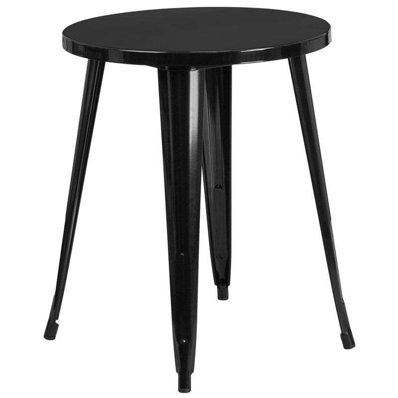 24'' Round Black Metal Indoor-Outdoor Table