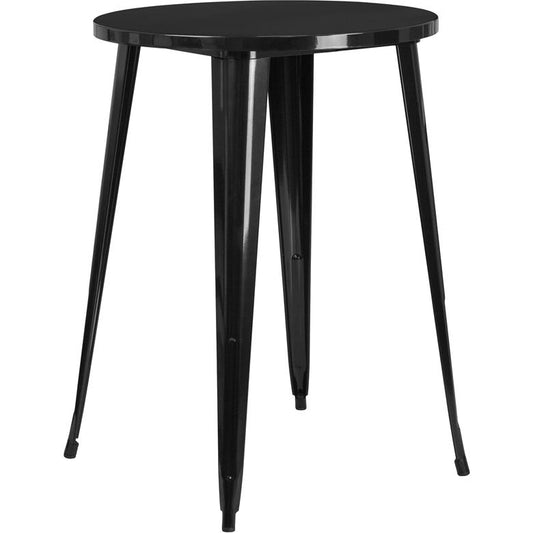 30'' Round Black Metal Indoor-Outdoor Bar Height Table