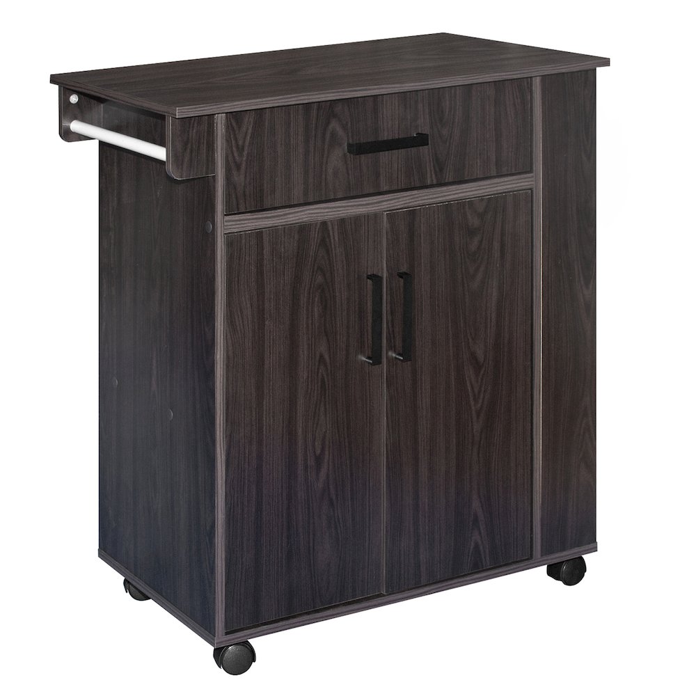 Better Home Products Shelby Rolling Kitchen Cart with Storage Cabinet - Tobacco