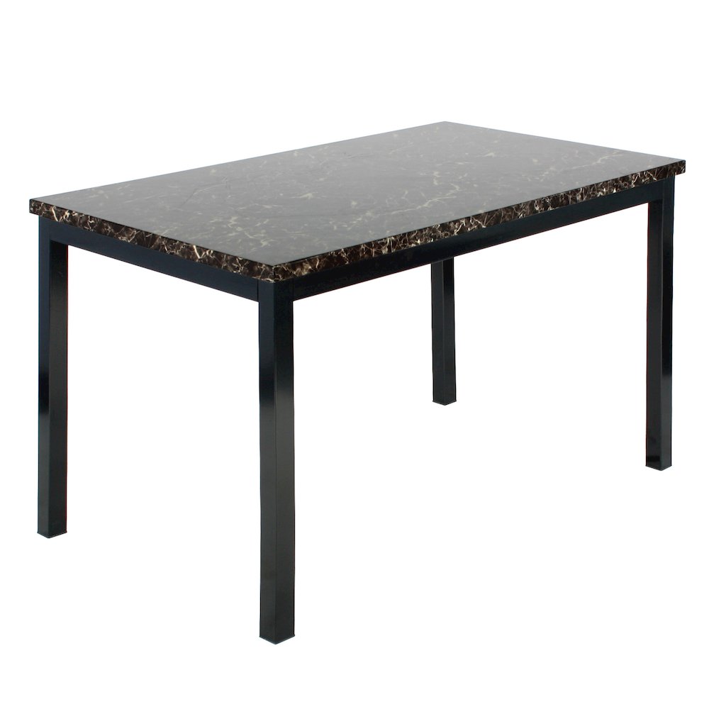 Better Home Products Milan Faux Marble Top Black Metal Dining Table