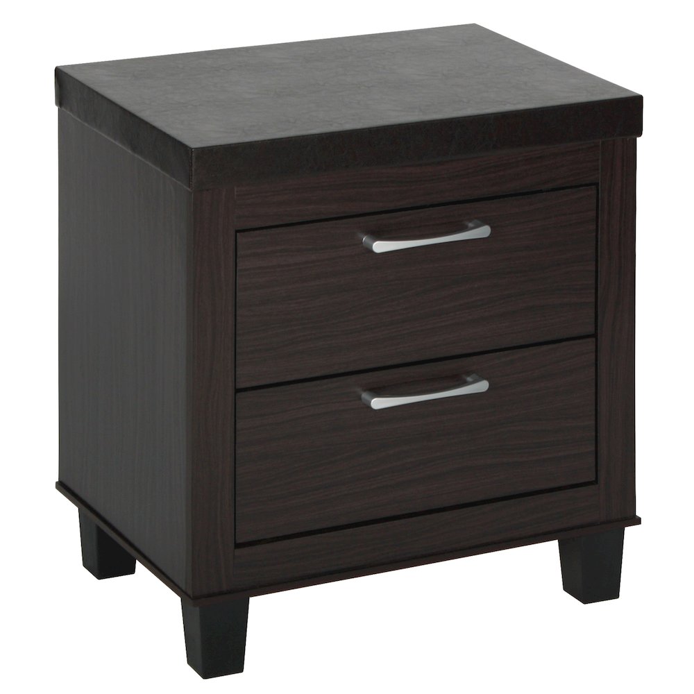 Better Home Products Elegant Mid Century Modern 2 Drawer Nightstand in Tobacco