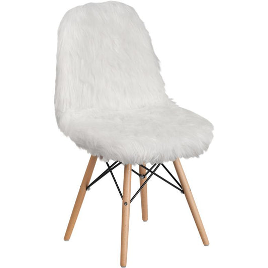 Shaggy Dog White Accent Chair