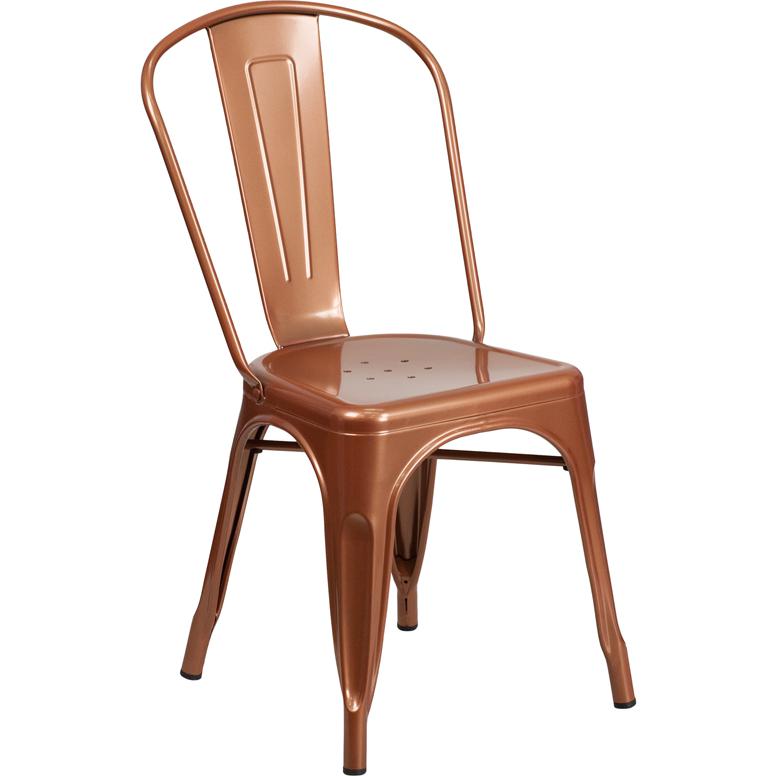 Commercial Grade Copper Metal Indoor-Outdoor Stackable Chair