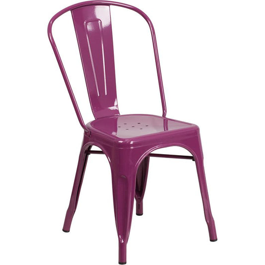 Commercial Grade Purple Metal Indoor-Outdoor Stackable Chair