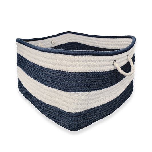 Nautical Stripe Basket  Navy & White 18x18x12