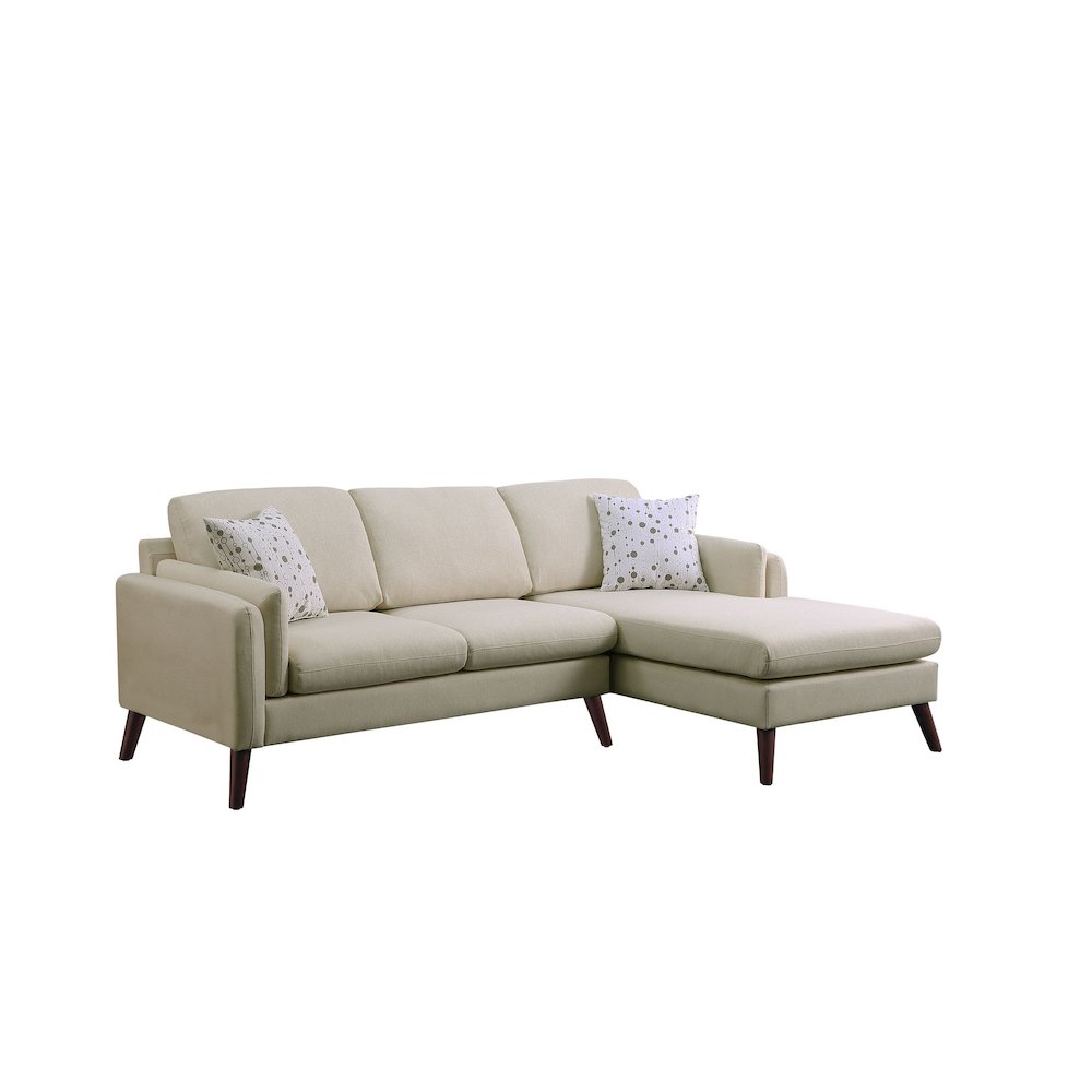 Founders Beige Cotton Blended Fabric Sectional Sofa Chaise