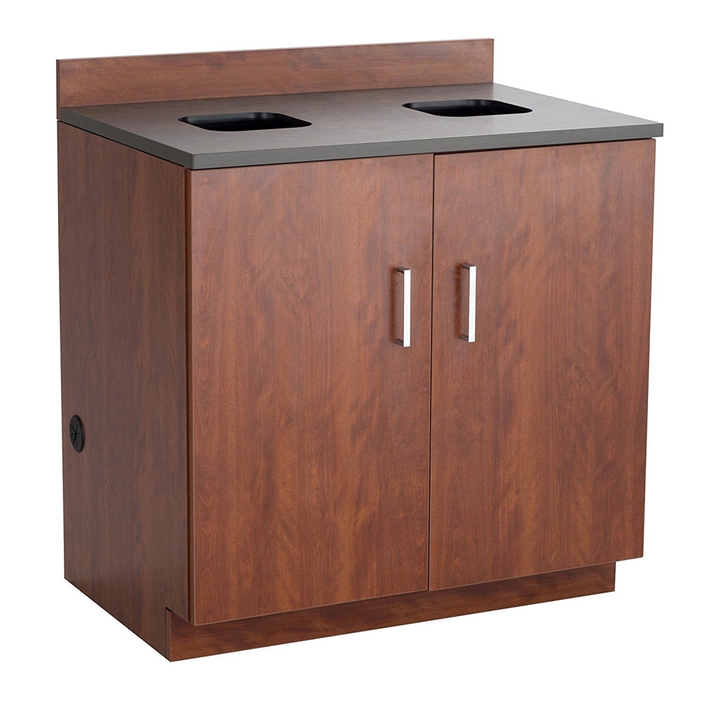 Hospitality Base Cabinet, Waste Receptacle Rustic Slate/Mahogany