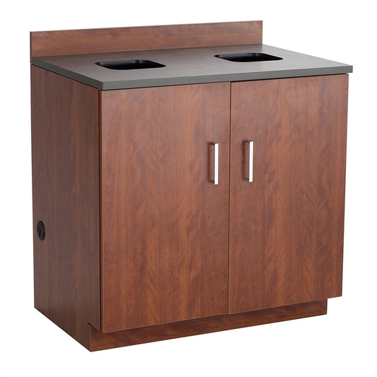 Hospitality Base Cabinet, Waste Receptacle Rustic Slate/Mahogany