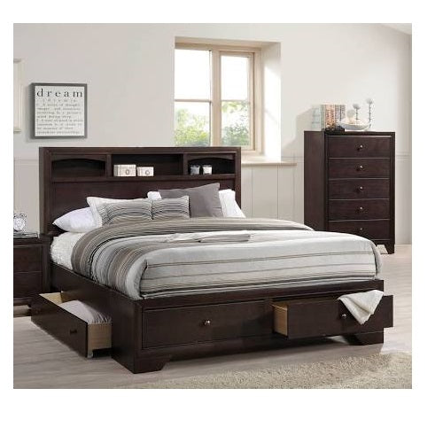 Madison II Eastern King Bed w/Storage, Espresso (1Set/3Ctn)