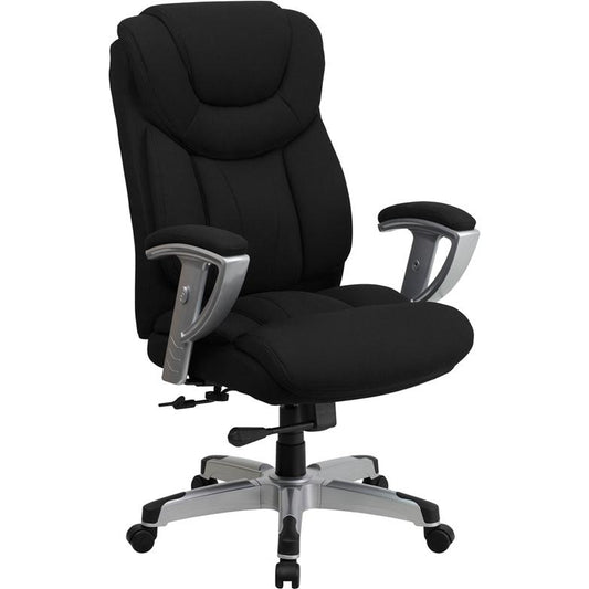 HERCULES Series Big & Tall 400 lb. Rated Black Fabric Executive Ergonomic Office Chair with Silver Adjustable Arms