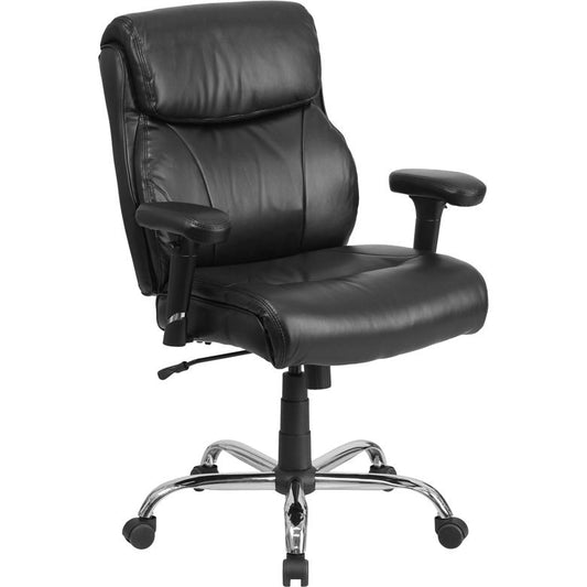 HERCULES Series Big & Tall 400 lb. Rated Black LeatherSoft Ergonomic Task Office Chair with Clean Line Stitching and Arms